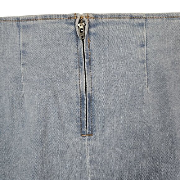 Womens Juniors Wild Fable Light Wash Denim Mini Skirt Front Slit Size 00 Casual - Picture 7 of 11